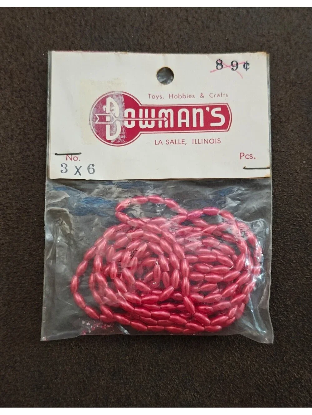 1960s/70s Pack Of Bowman's Brand Plastic Craft Beads From Lasalle Illinois NOS
